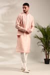 Mayank Modi - Men_Pink Chanderi Embroidered Floral Sequin Kurta With Pant _at_Aza_Fashions