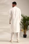 Shop_Mayank Modi - Men_Ivory Silk Jacquard Geometric Flower Pattern Kurta With Churidar _at_Aza_Fashions