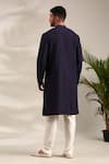 Shop_Mayank Modi - Men_Blue Silk Cotton Front Open Solid Straight Kurta With Pant _at_Aza_Fashions