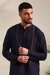 Buy_Mayank Modi - Men_Blue Silk Cotton Front Open Solid Straight Kurta With Pant _Online_at_Aza_Fashions