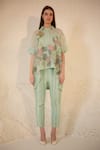 Buy_Oja_Green Shirt Linen Fletcher Embroidered Patch Floral Applique Work With Pant _at_Aza_Fashions