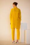 Shop Oja Yellow Linen, Canvas Embroidery Collared Floral Patch Work Kurta With Pant at Aza Fashions Shop_Oja_Yellow Linen, Canvas Embroidery Collared Floral Patch Work Kurta With Pant _at_Aza_Fashions