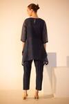 Shop_Oja_Blue Top Linen Fletcher Embroidered Patch Round Forest Crochet Work With Pant _at_Aza_Fashions