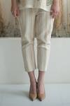 Buy_Oja_Ivory Shirt Linen Fletcher Hand Embroidered Crochet Collared And Pant Set _Online_at_Aza_Fashions