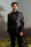 YAJY by Aditya Jain_Black Italian Suiting Embroidered Anaconda Maricha Tuxedo Set _Online_at_Aza_Fashions