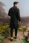 Shop_YAJY by Aditya Jain_Black Silk Embroidery Musk Bloom Avyaay Long Bundi And Kali Kurta Set _at_Aza_Fashions