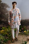 Buy_YAJY by Aditya Jain_Multi Color Rayon Print Ramayan Van Balaravi Forest Long Jacket And Kurta Set _at_Aza_Fashions