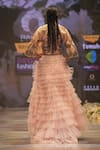 Shop_Rahul Singh_Peach Chanderi Silk Hand Embroidered Thread Ruffle Tiered Lehenga With Blouse _at_Aza_Fashions