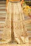 Rahul Singh_Peach Chanderi Silk Hand Embroidered Thread V-neck Lehenga With Appliqued Blouse _Online_at_Aza_Fashions