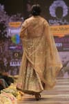 Shop_Rahul Singh_Beige Chanderi Silk Hand Embroidered Thread V-neck Bridal Lehenga Set _at_Aza_Fashions