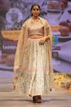 Shop_Rahul Singh_Beige Chanderi Silk Hand Embroidered Thread V-neck Bridal Lehenga Set _Online_at_Aza_Fashions