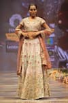 Buy_Rahul Singh_Gold Chanderi Silk Hand Embroidered Thread V-neck Bridal Lehenga Set _at_Aza_Fashions