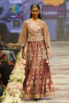 Rahul Singh_Brown Chanderi Silk Hand Embroidered Thread Scattered Sequin Top And Lehenga Set _Online_at_Aza_Fashions