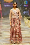 Buy_Rahul Singh_Brown Chanderi Silk Hand Embroidered Thread Scattered Sequin Top And Lehenga Set _Online_at_Aza_Fashions