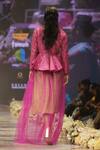 Shop_Rahul Singh_Pink Chanderi Silk Hand Embroidered Thread Plunge V Neck Sequin Top And Skirt Set _at_Aza_Fashions