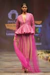 Rahul Singh_Pink Chanderi Silk Hand Embroidered Thread Plunge V Neck Sequin Top And Skirt Set _Online_at_Aza_Fashions