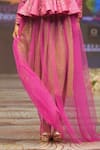 Shop_Rahul Singh_Pink Chanderi Silk Hand Embroidered Thread Plunge V Neck Sequin Top And Skirt Set _Online_at_Aza_Fashions