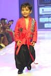 Buy_LITTLE WEIRD BY NEHA KANKARIA_Red Cotton Embroidered Patchwork Jacket And Harrem Pant Set _at_Aza_Fashions