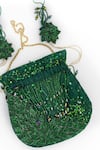 Shop_Vareli Bafna_Green Embroidery Leaf Applique Potli Bag _Online_at_Aza_Fashions