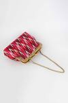 Shop_Vareli Bafna_Red Print Ikkat Pattern Clutch _at_Aza_Fashions
