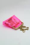 Vareli Bafna_Pink Printed Pouch Zahri Vinyl Clutch With _Online_at_Aza_Fashions