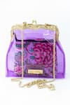 Shop_Vareli Bafna_Purple Printed Pouch Banafsa Vinyl Clutch With _at_Aza_Fashions