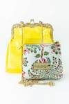 Buy_Vareli Bafna_Yellow Printed Pouch Afsar Vinyl Clutch With _at_Aza_Fashions