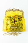 Shop_Vareli Bafna_Yellow Printed Pouch Afsar Vinyl Clutch With _at_Aza_Fashions