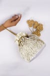 Shop_Vareli Bafna_White Sequin Champa And Bead Embellished Potli Bag _at_Aza_Fashions