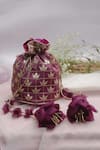 Buy_Vareli Bafna_Purple Gota Jamunia Buta Leaf Embroidered Potli Bag _at_Aza_Fashions