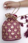 Shop_Vareli Bafna_Purple Gota Jamunia Buta Leaf Embroidered Potli Bag _at_Aza_Fashions