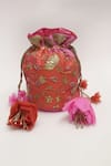 Shop_Vareli Bafna_Pink Gota Turmali Rosa Dori And Embroidered Potli Bag _at_Aza_Fashions