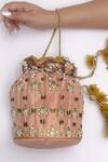 Buy_Vareli Bafna_Pink Kundan Gulabi Quartz Bloom Embroidered Potli Bag _at_Aza_Fashions