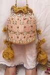 Vareli Bafna_Pink Kundan Gulabi Quartz Bloom Embroidered Potli Bag _Online_at_Aza_Fashions