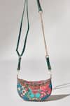 Shop_The Garnish Company_Blue Printed Thalia Floral Sequined Crecent Bag _at_Aza_Fashions