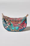 Buy_The Garnish Company_Blue Printed Thalia Floral Sequined Crecent Bag _Online_at_Aza_Fashions