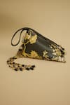 Buy_The Garnish Company_Black Printed Aasir Floral Triangular Bag _at_Aza_Fashions