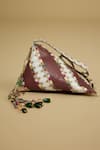 Buy_The Garnish Company_Maroon Printed Aasir Jewel Triangular Bag _at_Aza_Fashions