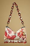 Buy_The Garnish Company_Red Printed Ushra Floral Tasselled Bag _at_Aza_Fashions