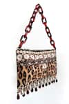 Shop_The Garnish Company_Brown Printed Cheetah Tasselled Bag _Online_at_Aza_Fashions