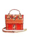 Buy_The Garnish Company_Red Bead Tindra Floral Print Sling Bag _at_Aza_Fashions