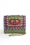 The Garnish Company_Green Bead Riena Bee Scarf Print Sling Bag _Online_at_Aza_Fashions