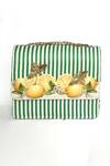 The Garnish Company_Green Brooch Lemon And Stripe Print Sling Bag _Online_at_Aza_Fashions