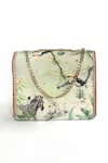 Shop_The Garnish Company_Green Crystal Gilboa Elephants On An Island Print Sling Bag _at_Aza_Fashions