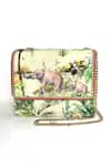 The Garnish Company_Green Crystal Gilboa Elephants On An Island Print Sling Bag _Online_at_Aza_Fashions