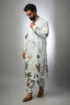 Buy_PS Men by Payal Singhal_White Linen Print Bloom Niloufer Bomber Kurta With Jogger Pant _at_Aza_Fashions