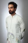 Buy_PS Men by Payal Singhal_White Linen Print Bloom Niloufer Bomber Kurta With Jogger Pant _Online_at_Aza_Fashions