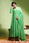 Buy_Almaari by Pooja Patel_Green Anarkali And Dupatta Soft Chanderi Embroidery Gota Patti Vibha Pant Set _at_Aza_Fashions