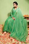 Almaari by Pooja Patel_Green Anarkali And Dupatta Soft Chanderi Embroidery Gota Patti Vibha Pant Set _Online_at_Aza_Fashions