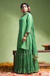 Almaari by Pooja Patel_Green Kurta And Sharara Soft Chanderi Embroidery Gota Patti Round Ananya Set _at_Aza_Fashions